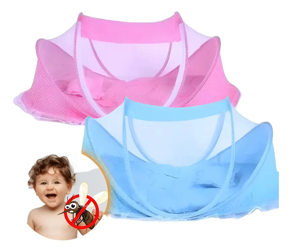 Cama Bebe Portátil Prático Fácil Montagem Berço Colchão Cor Azul