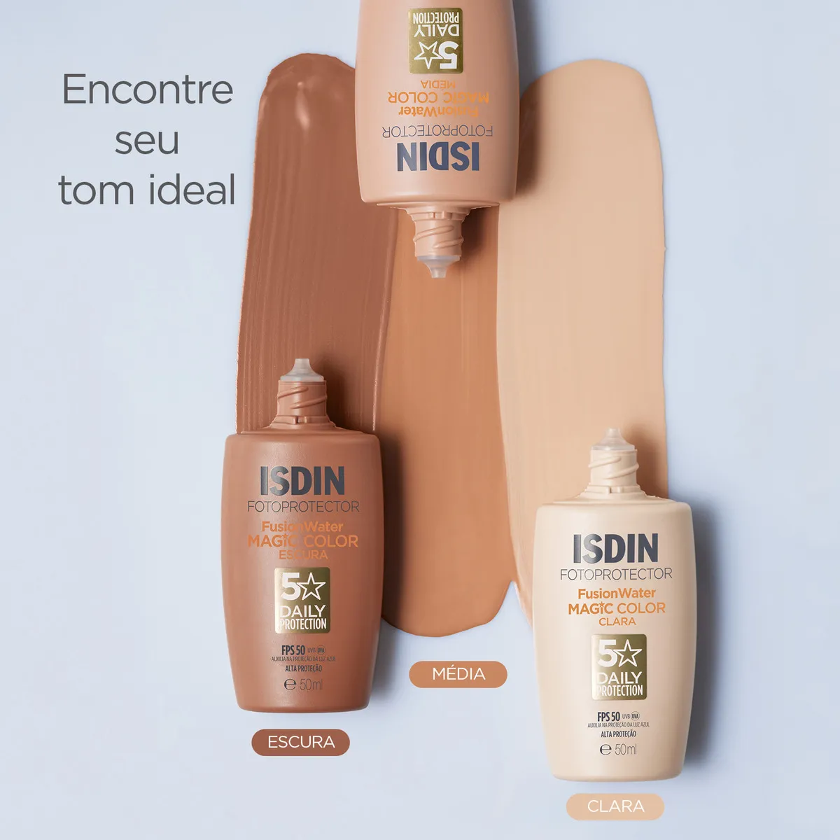 ISDIN Protetor Solar Facial Fusion Water Magic Color FPS 50 - Cor Média - 50ml