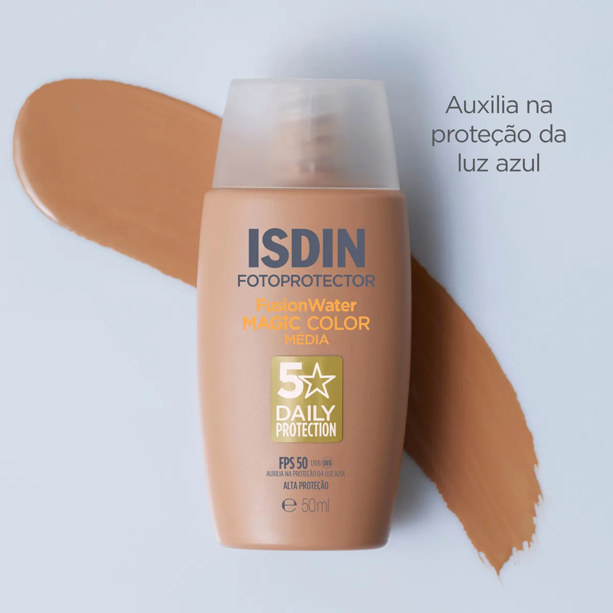 ISDIN Protetor Solar Facial Fusion Water Magic Color FPS 50 - Cor Média - 50ml