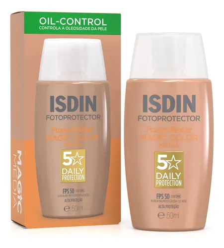 ISDIN Protetor Solar Facial Fusion Water Magic Color FPS 50 - Cor Média - 50ml