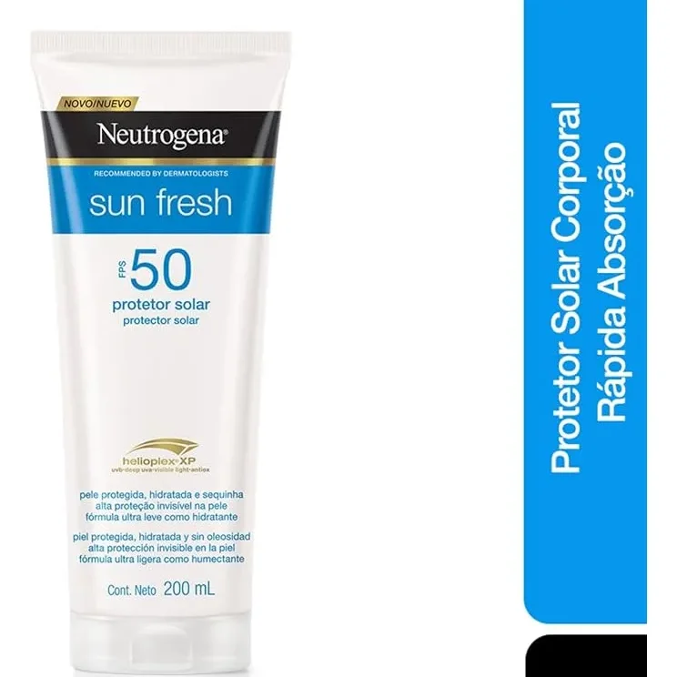 Protetor Solar Corporal Sun Fresh Fps50 Para Todos Os Tipos De Pele Com 200ml Neutrogena