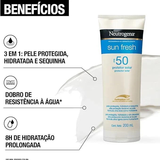 Protetor Solar Corporal Sun Fresh Fps50 Para Todos Os Tipos De Pele Com 200ml Neutrogena