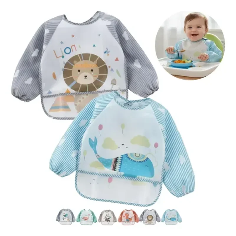2 Babador Roupa Impermeável Cata Migalhas Blw Manga Longa
