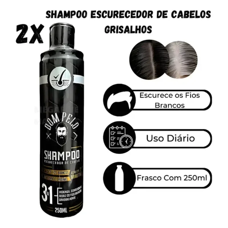 2 Shampoo Escurecedor De Cabelos Brancos E Grisalhos 250ml