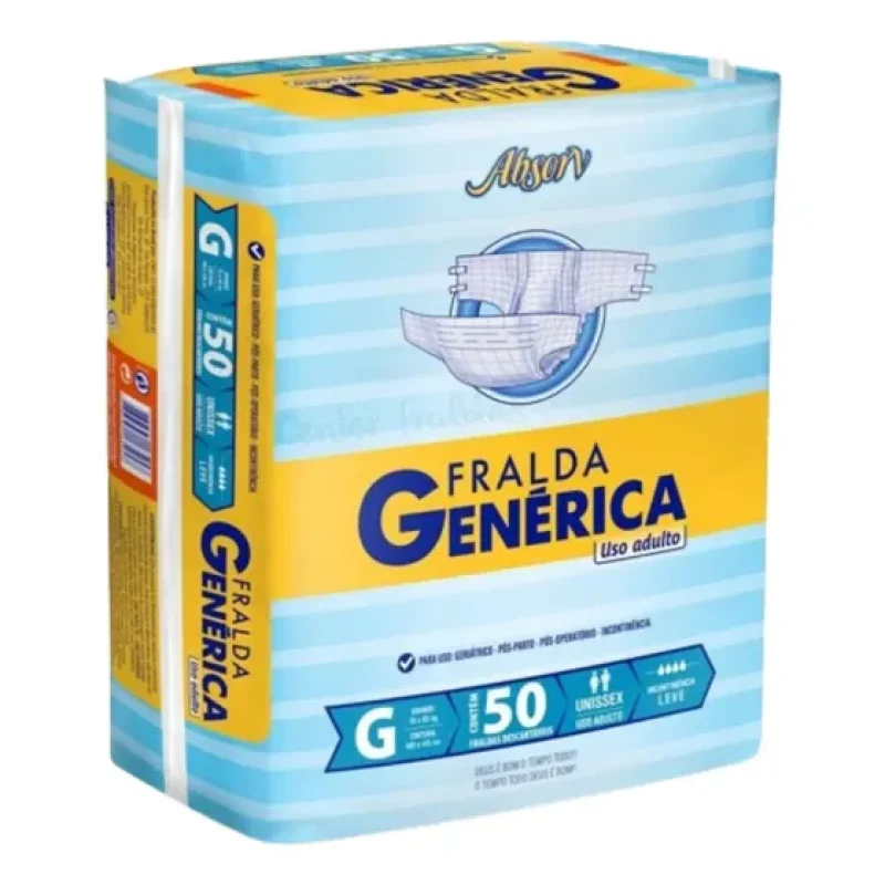 Absorv Fralda Adulto Geriátrica Descartável Tamanho G 50 Unidades