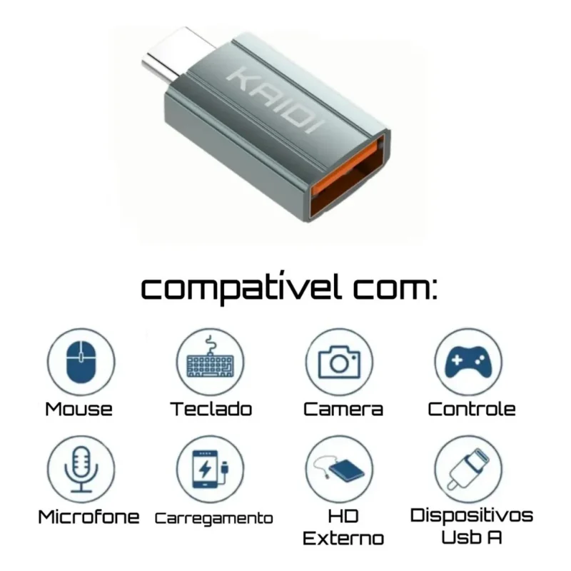 Adaptador Tipo C Conector USB OTG 3.0 Marcho Kaidi Transferência De Dados KD-338