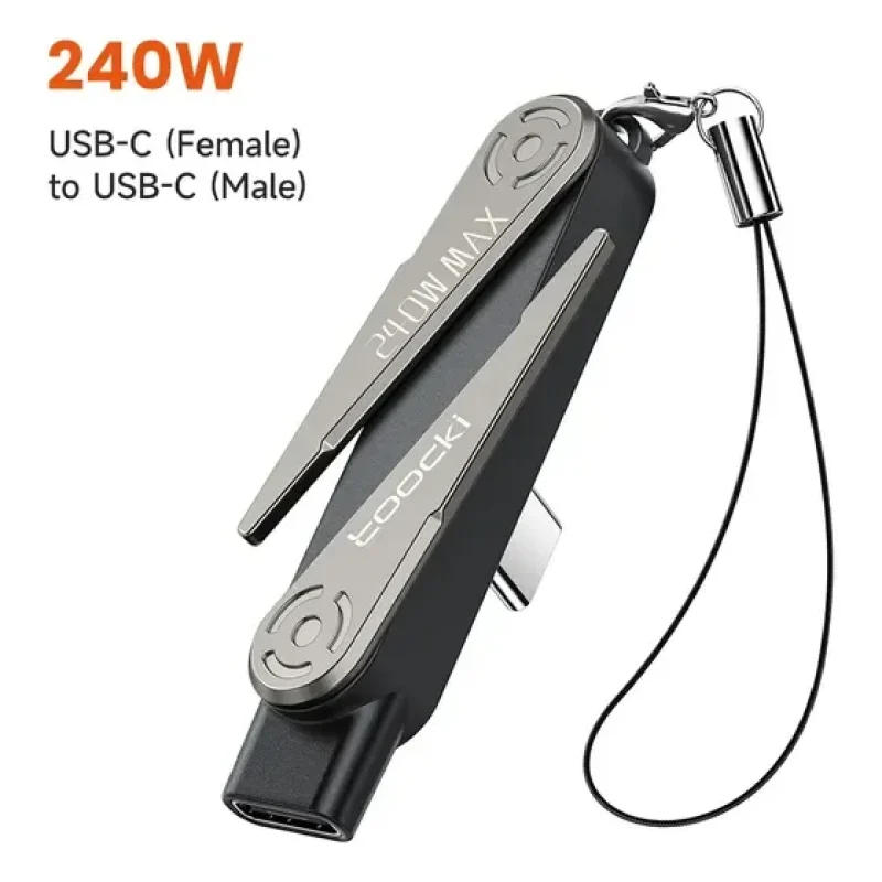 Adaptador Usb C Fêmea Para Usb C Macho 240w Com Suporte Dobrável Para Celular