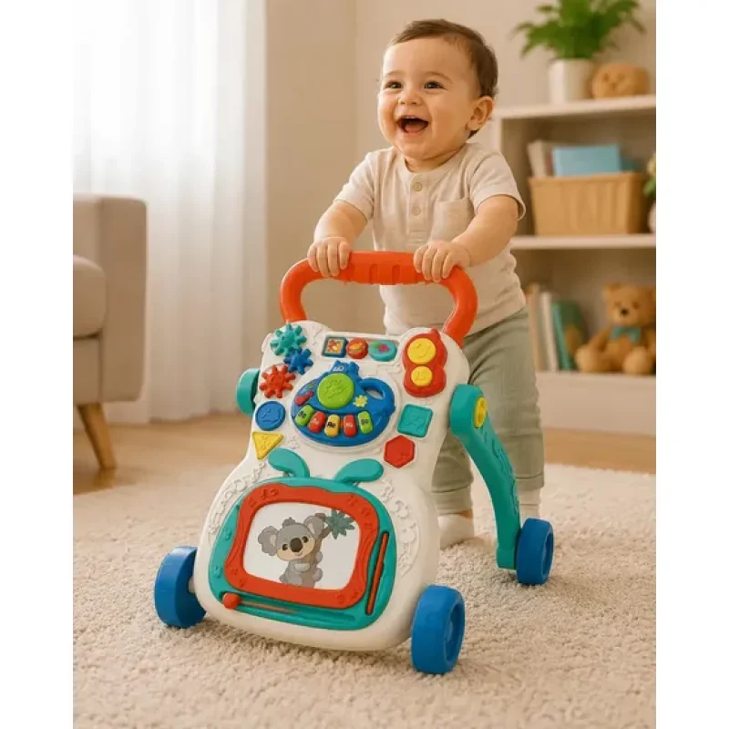 Andador Didático Educativo Empurrar Musical Infantil Bebê Coala Azul Multmaxx MTX089
