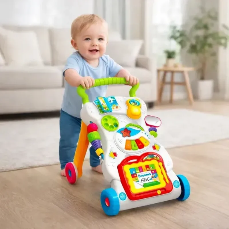 Andador Educativo Didático Musical Infantil Interativo Com Pianinho E Lousa Mágica Menino Menina Multmaxx