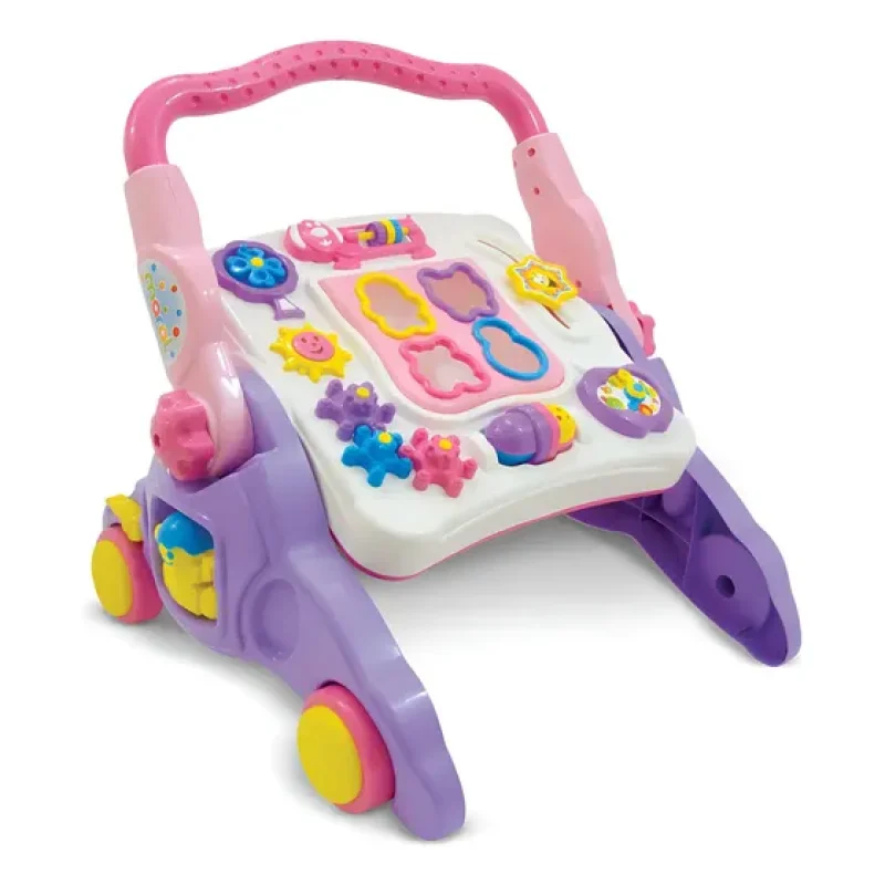 Andador Infantil Musical 4 em 1 Maral com Bichinhos de Encaixar Rosa