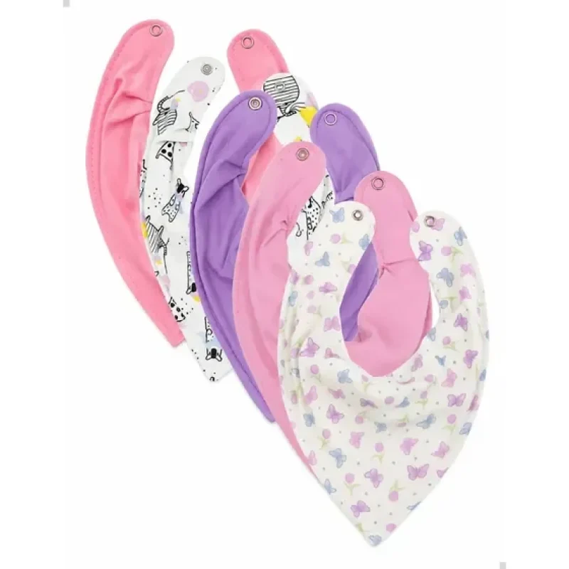 Babador Bandana Bebê Menina Impermeável, Kit 5, Eternizare Borboletas Tamanho UN