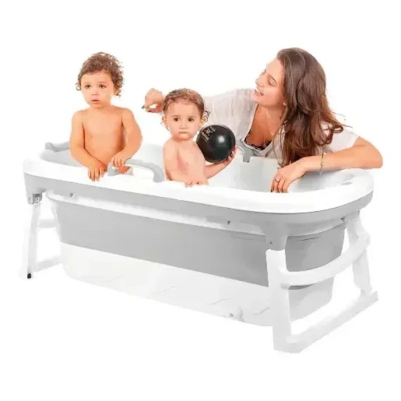 Banheira Dobrável Ofurô Extra Grande Cinza Baby Pil Liso