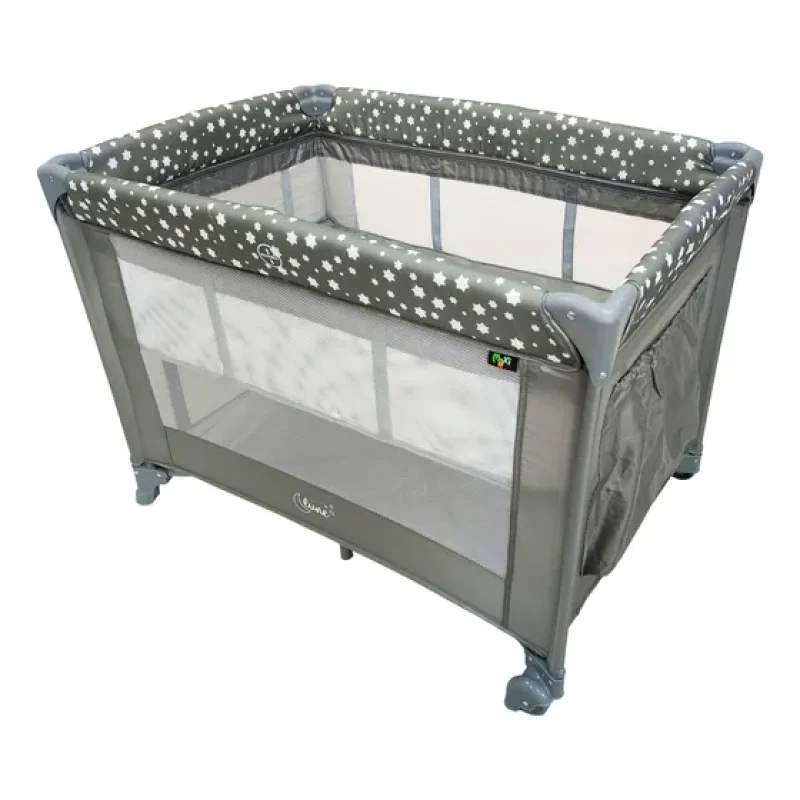 Berço Portátil Infantil Cercado Desmontável Lune Maxi Baby - CINZA