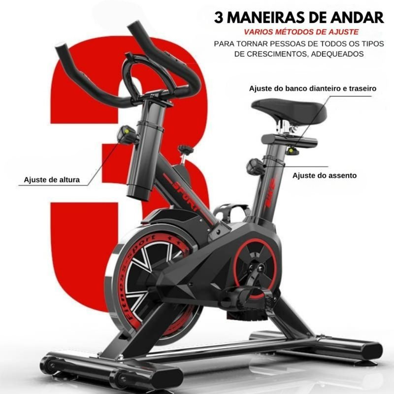 Bicicleta Spinning Ergométrica Para Exercícios Com Monitor Profissional Sport Suporta até ...