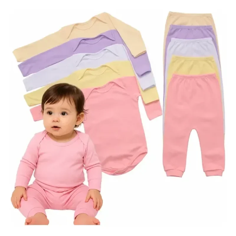 Body + Mijão Kit C/3 Conjuntos Menino E Menina Manga Longa