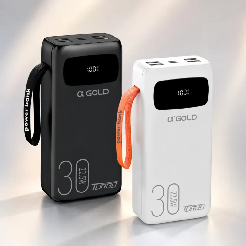 CARREGADOR PORTATIL A'GOLD BTE-46 POWER BANK 30000MAH TURBO USB-C