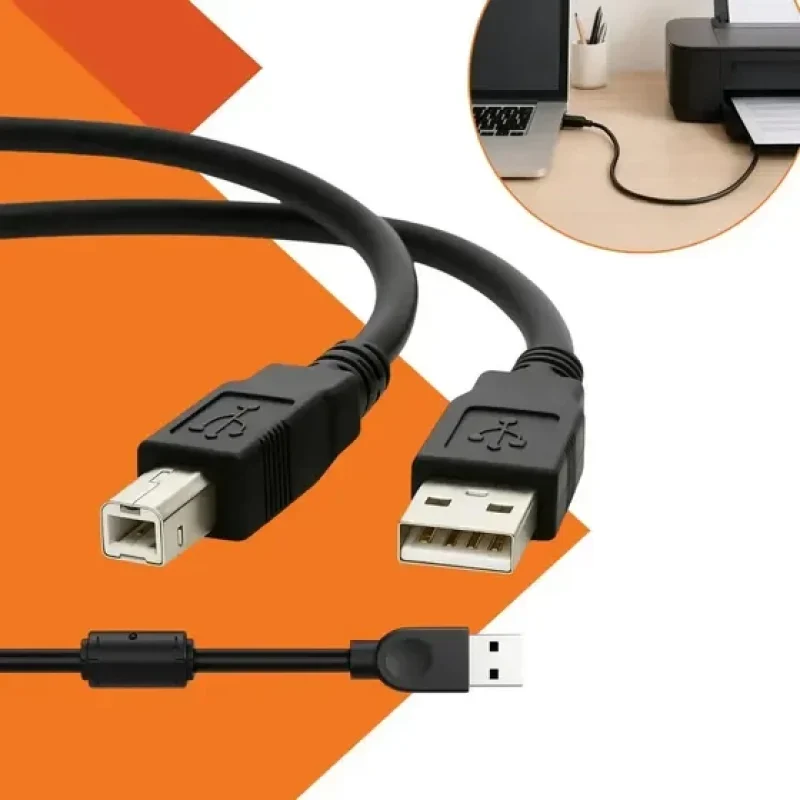 Cabo Impressor 3m Universal Usb2.0 Compatível Hp Epson Canon Gurumania