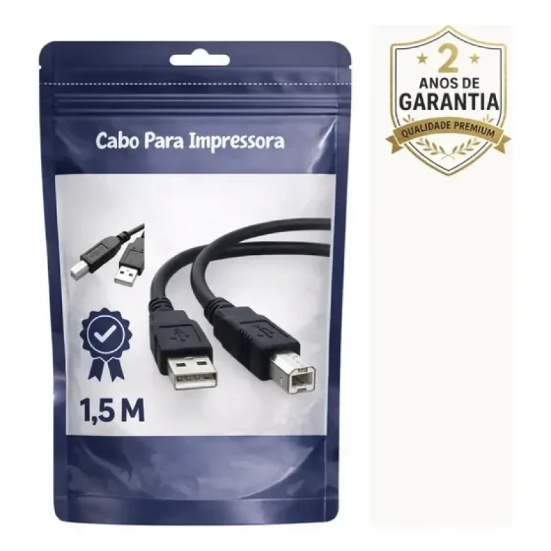Cabo Para Impressora Usb Universal Padrão 1,5 Metros Cor Preto Tsaleach Active