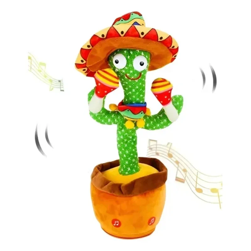 Cacto Dançante E Falante Repete Voz Brinquedo De Pelúcia Recarregável Caquito Dançante Toca Música Criança Brinquedo Infantil Cositas Festas