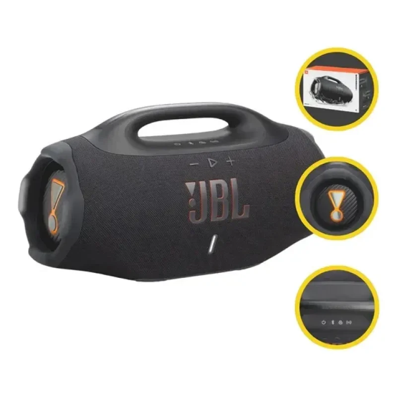 Caixa de Som Bluetooth Boombox 4 JBL, com AI Sound Boost, até 34h de bateria, IP68 e Áudio Lossless – Preta