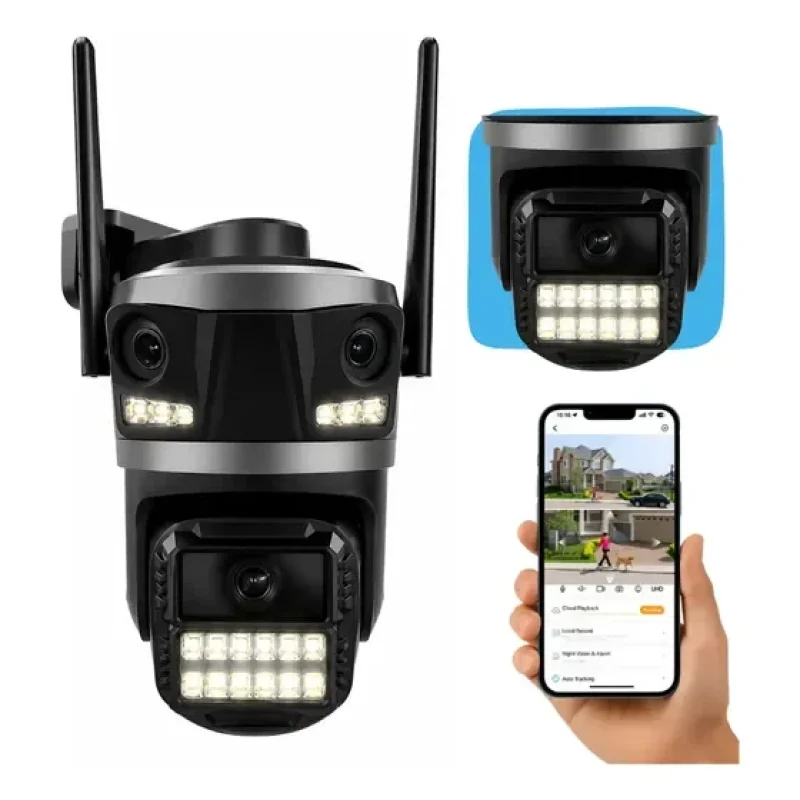 Câmera Ptz Externa 9 Mp Wifi Com Lente Tripla + Alarme