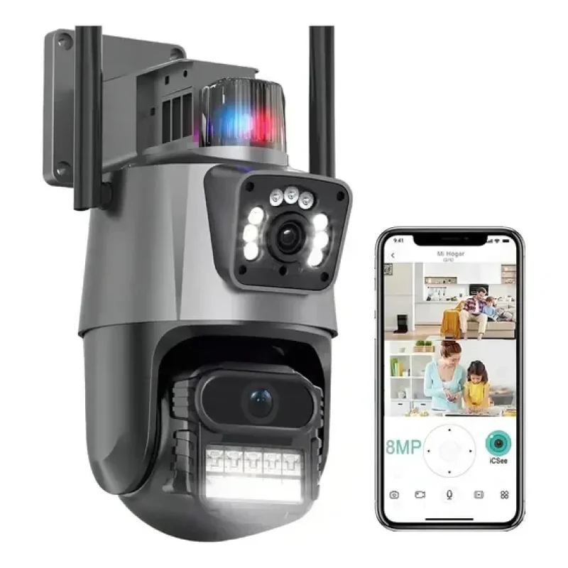 Câmera Segurança Ip Wifi P11 Lente Dupla 6mp Full Hd App Icsee Cor Preto Eks