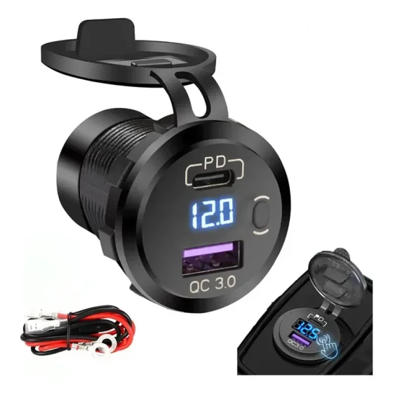 Carregador Celular Turbo Carro Visor Digital Rapido Usb-c