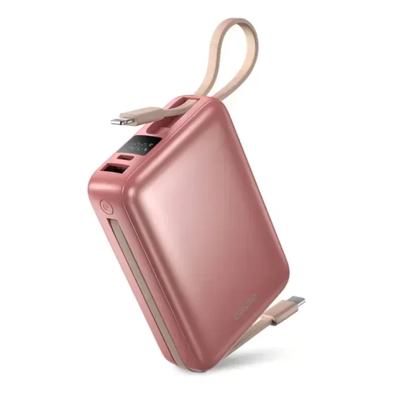 Carregador Portátil Power Bank Basike 20000mAh 22.5W Rápido Cabos Embutidos Tipo C iPhone Samsung