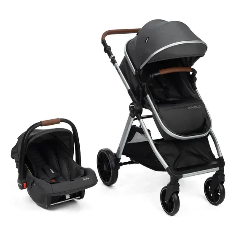 Carrinho Travel System Romanzo Duo - Infanti Cor Preto Chassi Prata