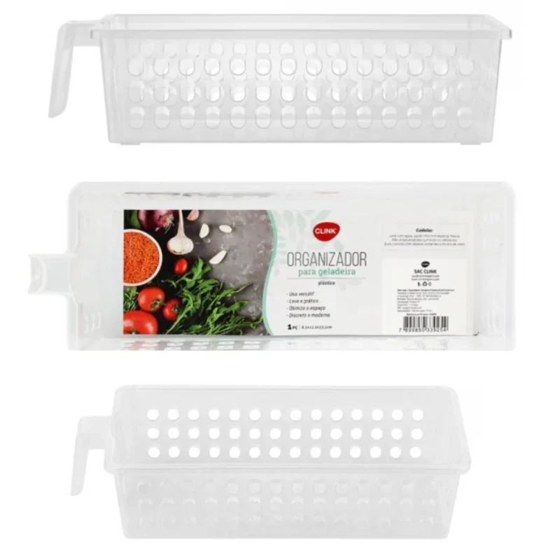 Cesto Organizador Para Geladeira Clink Plástico com Cabo Para Segurar Tamanho (P) 8,2x12,2...