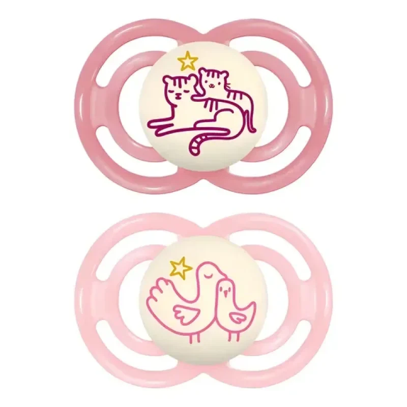 Chupeta Perfect Brilha No Escuro 6+ Meses Mam Kit 2un Rosa