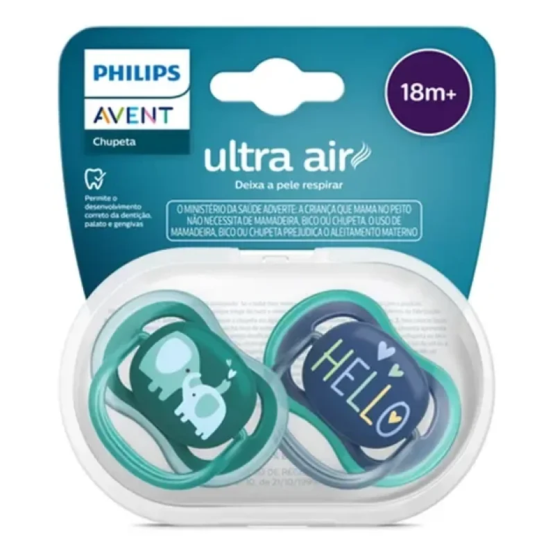 Chupeta Ultra Air Dupla Philips Avent 18m+ (azul E Verde)