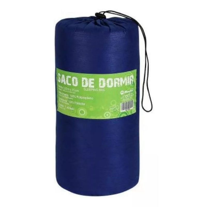 Colchonete Saco Dormir para Camping Com Zíper Campo Praia Azul Solteir Resistente FA Marin...