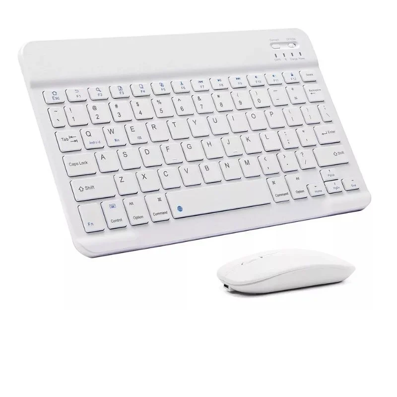 Conjunto de Teclado + Mouse Sem Fio Bluetooth Para Notebook e Tablet Branco