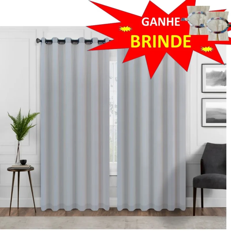 Cortina 1,80 X 2,80 Janela ou Porta Sala Quarto Ilhós argola tecido Madras elegante luxo