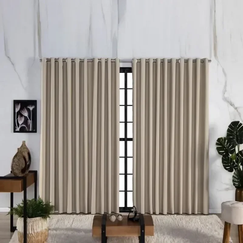 Cortina Blackout Para Sala 4,00 X 2,40 Em Tecido Grosso Luxo Cor Palha