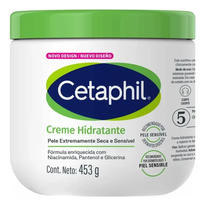 Creme corporal hidratante Cetaphil 453 g | Pele sensível, Seca a muito seca | Hidratação de 48 horas | Niacinamida e pantenol (provitamina B5)