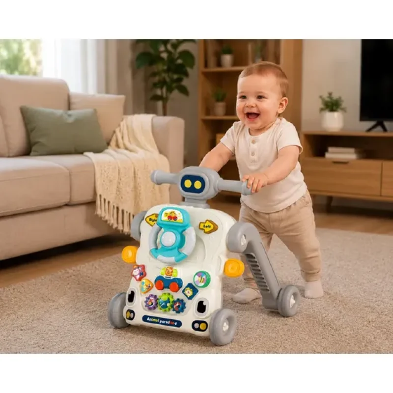 Empurrador Andador 5 Em 1 Infantil Bebê Multmaxx Cinza