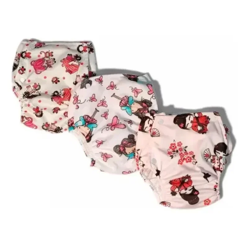 Enxuta Reutilizável Calça Plástica Ecológica Bebê Kit 3 Unid