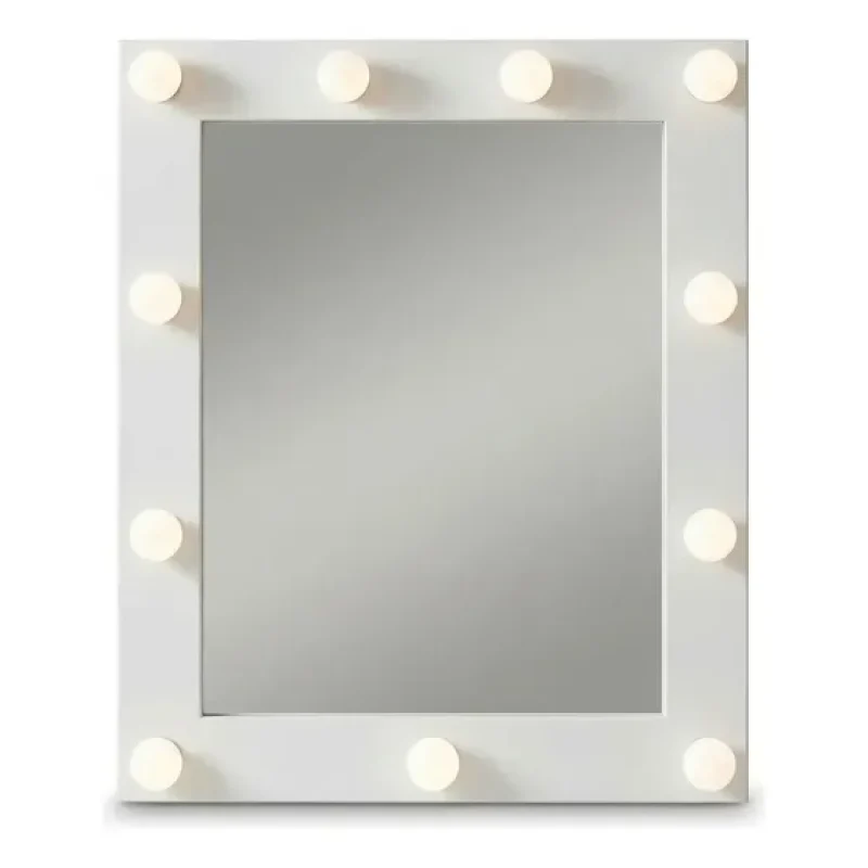 Espelho Moldura 50x70 Para 10 Lampadas Laqueado Branco