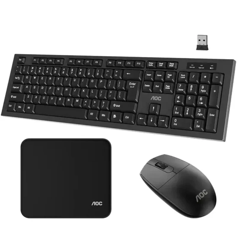 Este é um conjunto silencioso de teclado e mouse para o Aoc Km210, incluindo teclado, mouse e mouse pad. O teclado está em inglês, modelo Aoc Km210, com layout Qwerty. Ideal para usuários de D