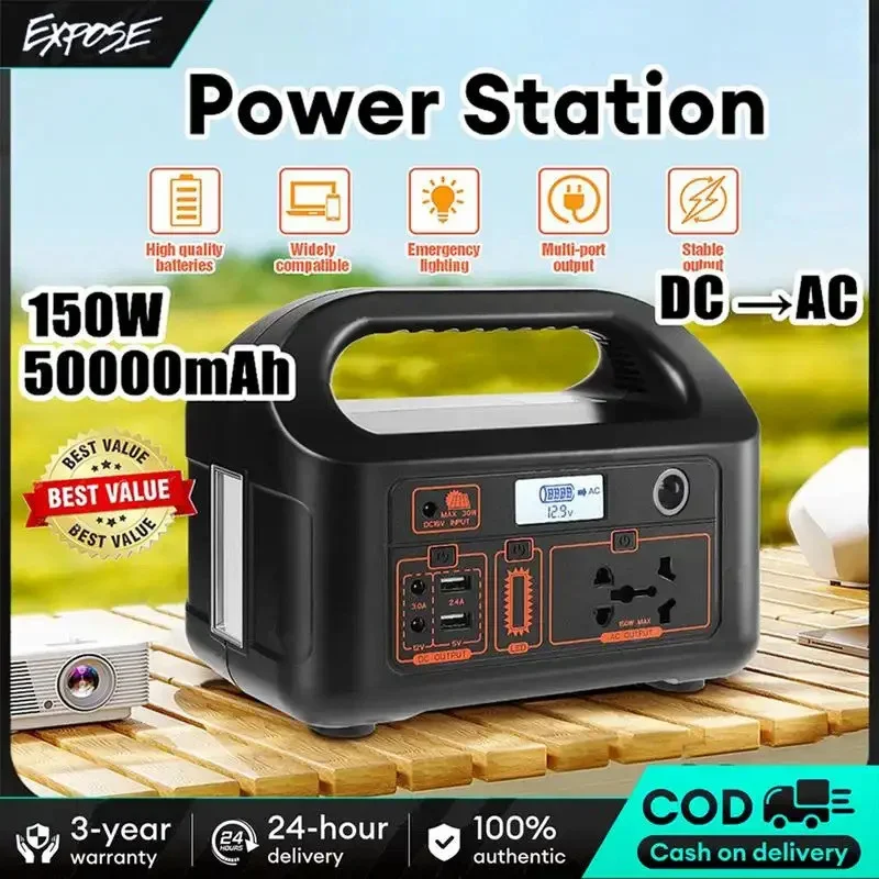 Exposse Fonte De Alimentação Portátil Gerador Solar AC DC Saída USB 220V 100W Estação De E...