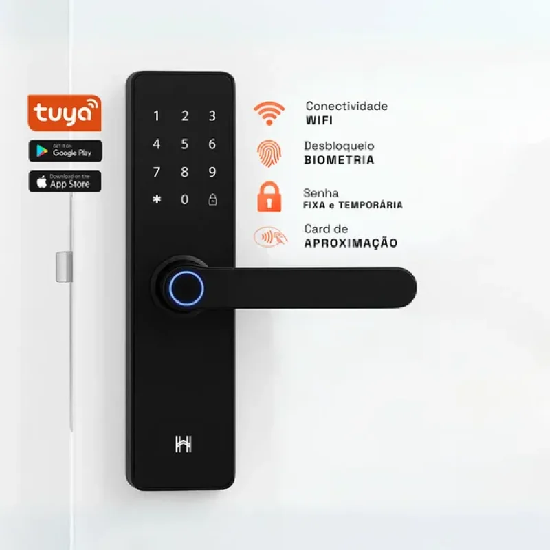 Fechadura Eletrônica Inteligente Digital Com Biometria Senha Pro Wi-fi