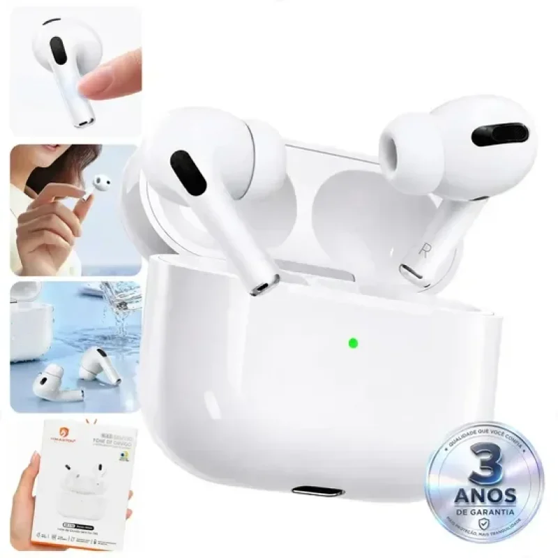 Fone Bluetooth 5.3 Tws Sem Fio com Microfone HD Anti Ruido A Prova D'água Compatível iPhone Samsung Xiaomi Motorola Redmi Android iOs Para Esporte Academia Trabalho Game e Entretenimento H'maston Pro.