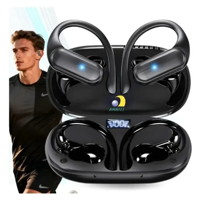 Fone De Ouvido Bluetooth Esportivo A520 Tws Compatível Com iPhone E Android Com Gancho E Sem Fio Ideal Para Academia E Corrida Ou Caminhada