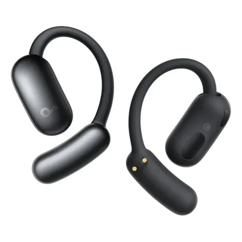 Fone De Ouvido Bluetooth soundcore AeroFit 2 Assistente IA Open-Ear Aberto Gancho Ajustável Tradução em Tempo Real 100 Idiomas Hi-Res LDAC IA Chamadas 4 Microfones 42H IP55 Corrida e Trabalho Preto