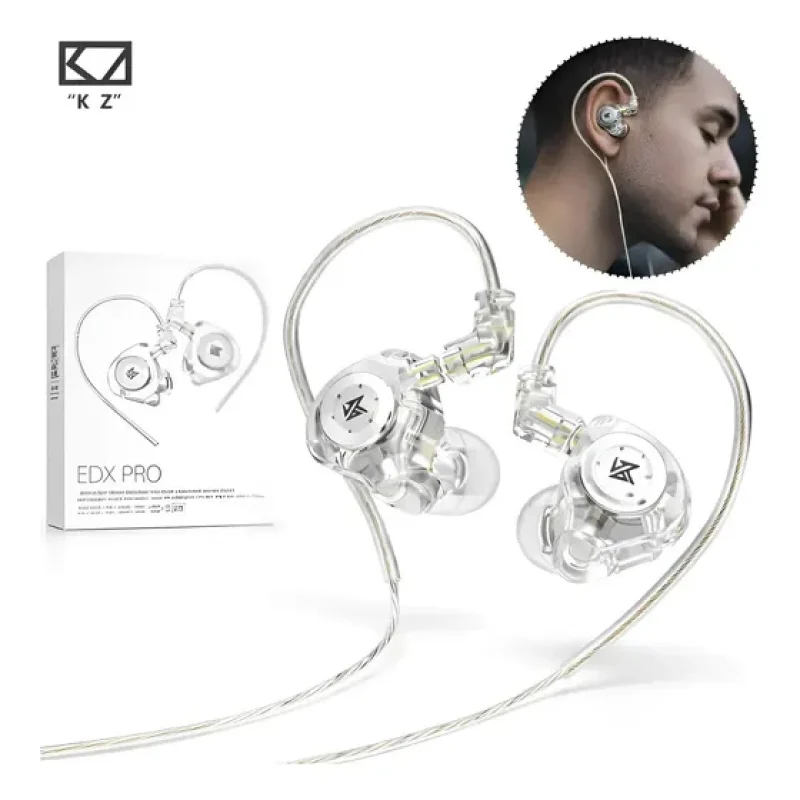 Fone De Ouvido Kz Edx Pro Sem Microfone Retorno De Palco Cor Cristal