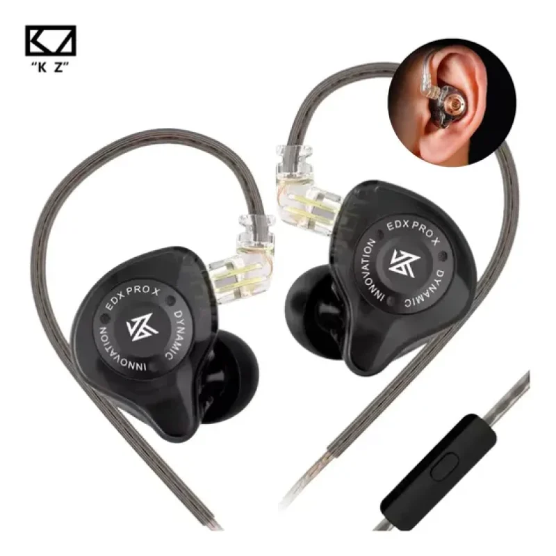 Fone De Ouvido Kz Edx Pro X Preto Com Microfone