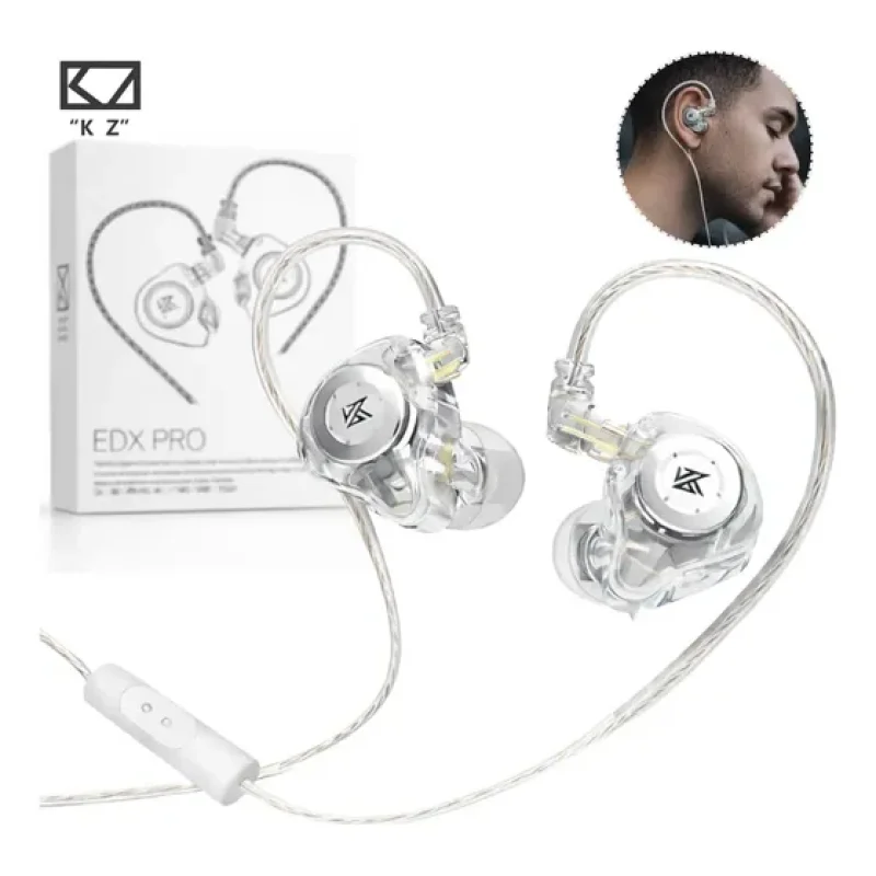 Fone Ouvido In-ear Kz Edx Pro Com Mic Plug 3.5mm Cristal