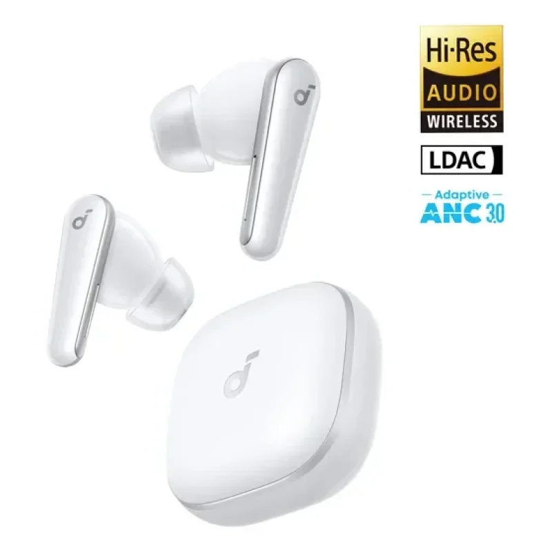 Fone Ouvido Soundcore Liberty 5 Bluetooth 5.4 Anc 3.0 Redução De Voz 2x Dolby Áudio Hi-res Ldac Graves Dinâmicos 48h Ip55 Carregamento Rápido 6 Mics Ia Chamadas Claras App Personalização Cor Branco